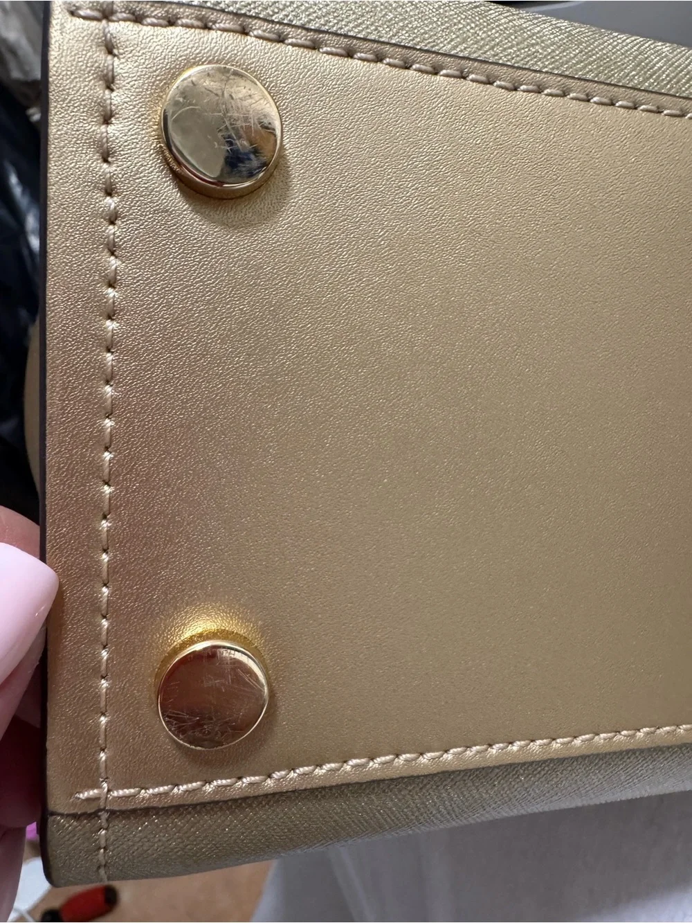 Michael Kors Metallic Gold Mini Saffiano Satchel